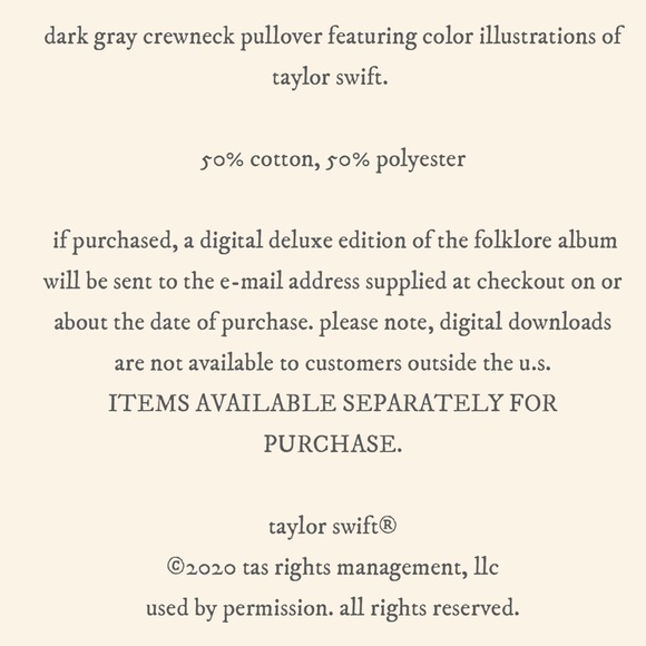 taylor swift folklore eras crewneck pullover NEW - Picture 12 of 13